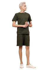 Waffle Knit Solid Co-ord Set for Men's (Tshirt with Matching shorts)