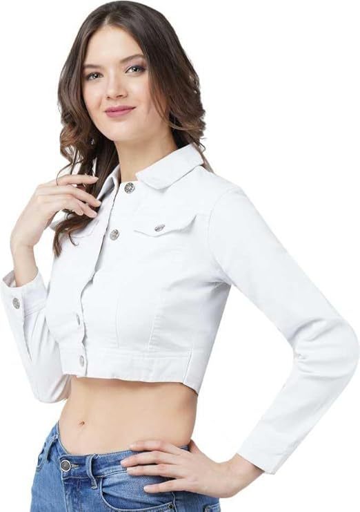 Versatile Crop Denim Jacket for Women & Girls - Flattering Fit and