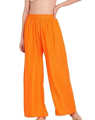 Women's and Girls Cotton Reyon Regular Fit Palazzo Color Orange Size