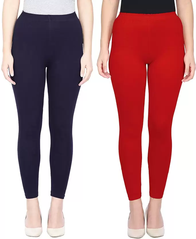 Ankle Length Western Wear Legging  (Navy Blue, Red, Solid)