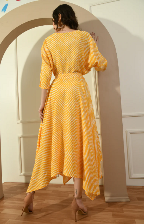 Yellow LEHERIA ZIG ZAG DRESS (Size M)