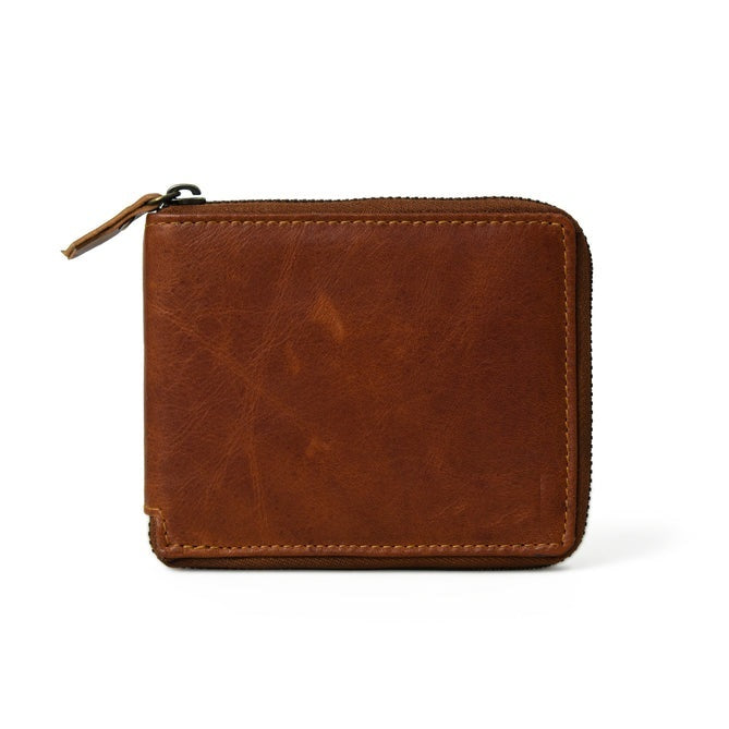 Mens zip closure Wallet-  Brown