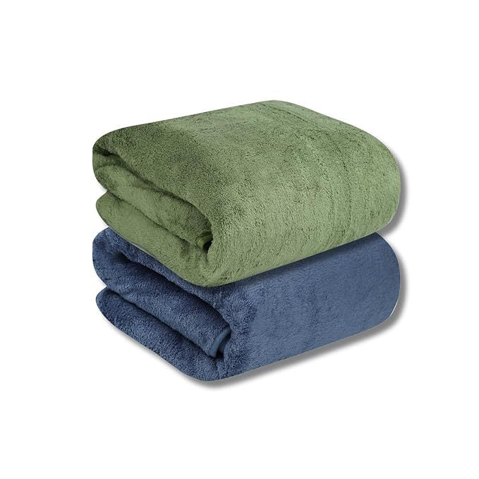 Microfiber 500 GSM Bath Towels PACK OF 2 (Green&Blue)