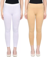 Ankle Length Western Wear Legging  (White, Beige, Solid)