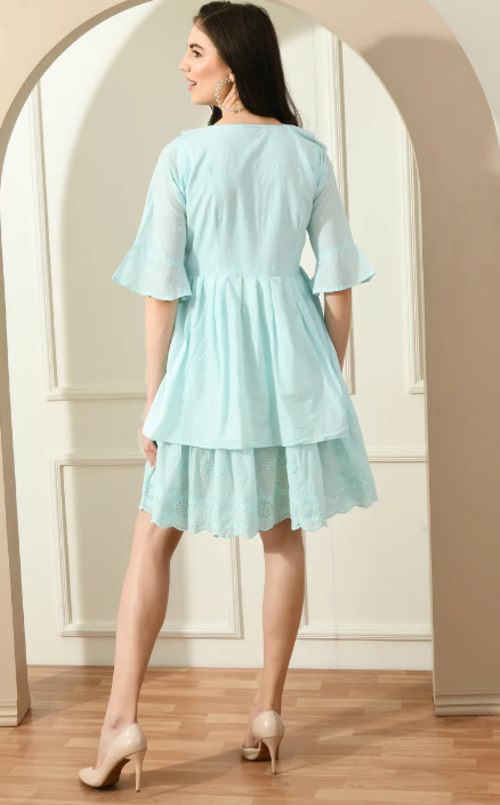 Sky BLUE HAKOBA BIG COLLAR DRESS (Size XL)