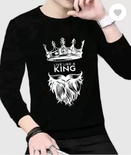 Men Printed, Typography Round Neck Polyester Black T-Shirt M