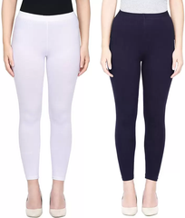 Ankle Length Western Wear Legging  (White, Navy Blue, Solid)