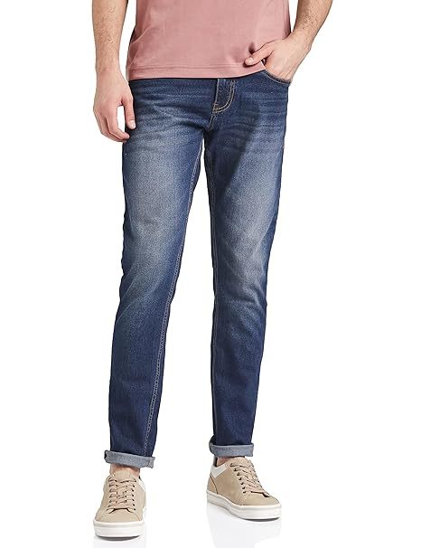 Men Slim Fit Stretch Jeans (Size-M) (Color-BLUE)