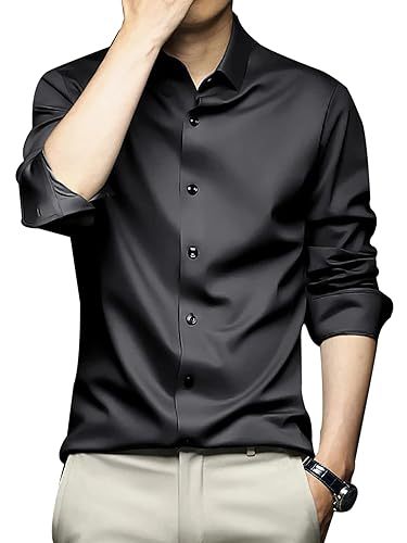 Men Stylish Regular Fit Full Sleeve Satin Silk Shirt (Size-M)