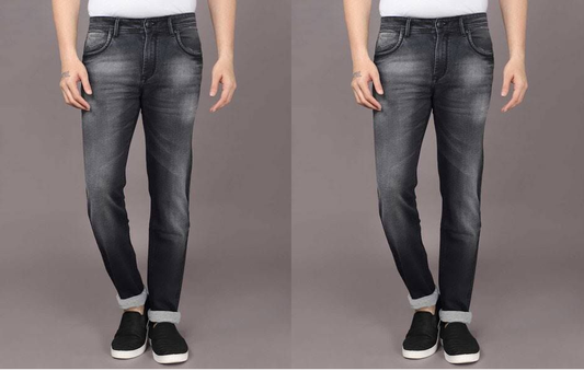 Men Slim Mid Rise Jeans pack of 2 DARK GREY 28