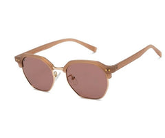 UV Protection Clubmaster Sunglasses (For Men & Women, Brown, Golden)