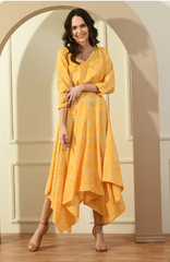 Yellow LEHERIA ZIG ZAG DRESS (Size S)