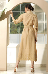 BROWN BEIGE HAKOBA SHIRT DRESS (Size L)