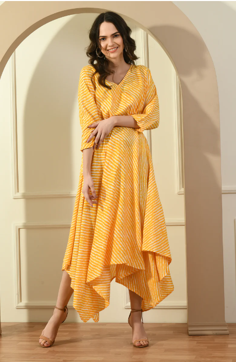 Yellow LEHERIA ZIG ZAG DRESS (Size M)