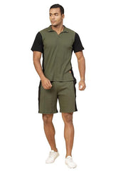 Waffle Knit Solid Co-ord Set for Men's (Tshirt with Matching shorts)