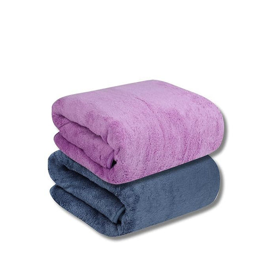 Microfiber 500 GSM Bath Towels PACK OF 2 (Purple&Blue)