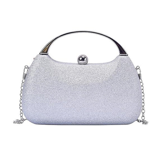 Women's Glitter Clutch Bag (Size-19x6x11cm) (Color-SILVER)