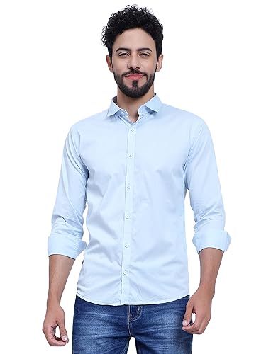 Solid Regular Fit Cotton Casual Shirt with Spread Collar & Full