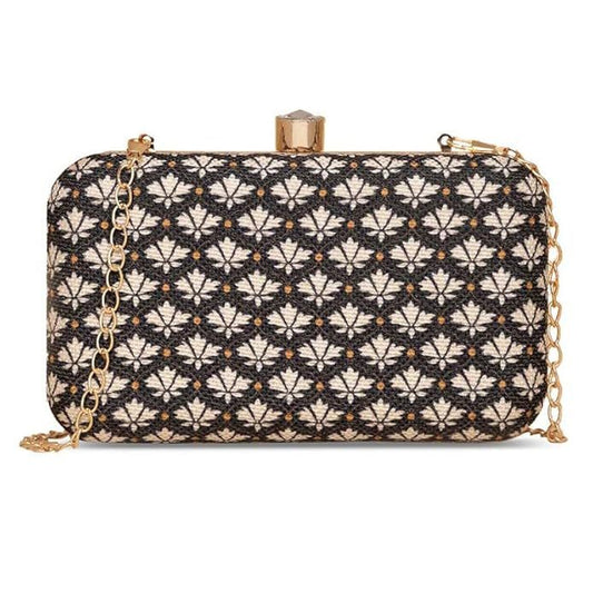 Printed Women's leaf printed Jute Handcrafted Clutch