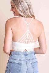 High Neck Crochet Trim Bralette