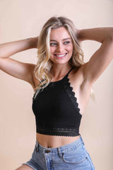 High Neck Crochet Trim Bralette