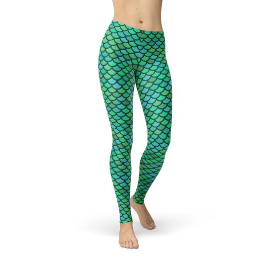 Womens Green Mermaid Leggings