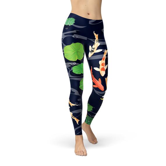 Womens Koi Fish in Pond Leggings