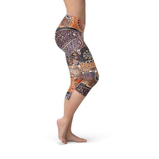 Womens Aboriginal Dreamtime Capri Leggings