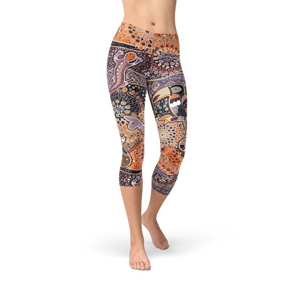 Womens Aboriginal Dreamtime Capri Leggings