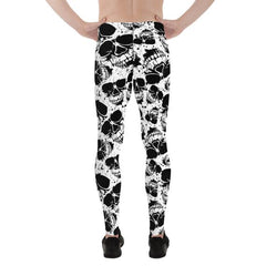 Mens Leggings - Black and White Skull Leggings