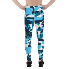 Mens Leggings - Blue Surf Tropical Palm Trees