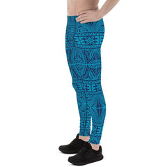 Mens Leggings - Blue Tribal Maori Tattoo Leggings