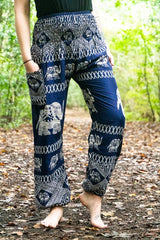 Blue ELEPHANT Pants Women Boho Pants Hippie Pants Yoga