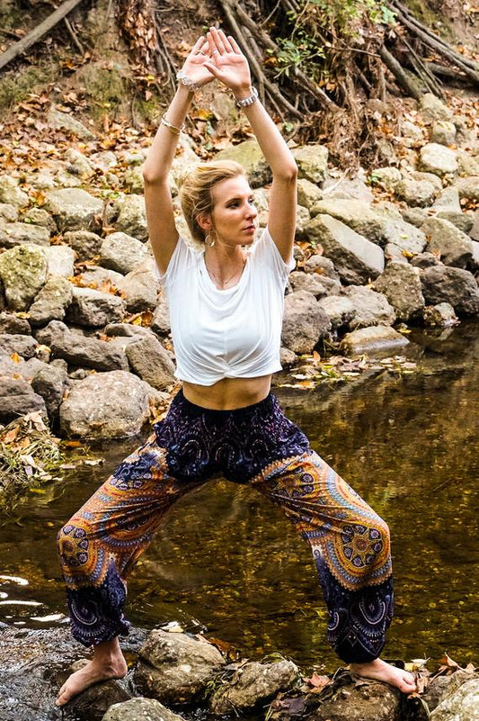 Purple PSYCHEDELIC Women Boho Pants Hippie Pants Yoga