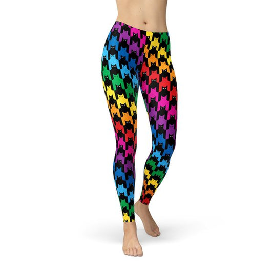 Womens Cat Houndstooth Leggings