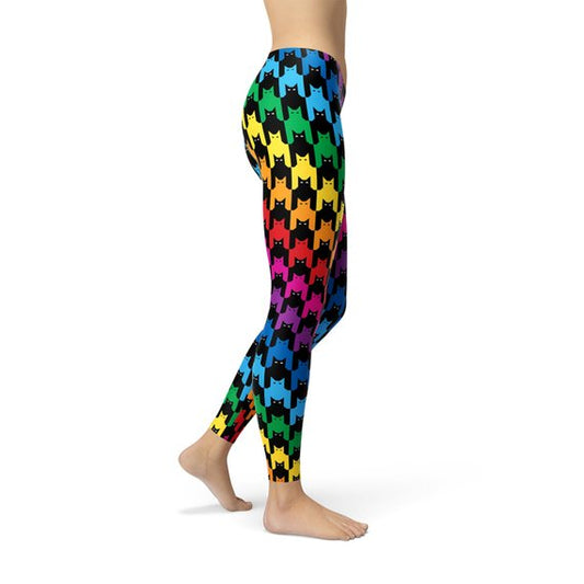 Womens Cat Houndstooth Leggings