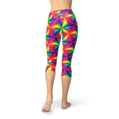 Womens Rainbow Pinwheel Capri Leggings