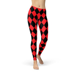 Womens Red and Black Jester Leggings