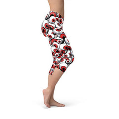 Womens Red Eye Balls Capri Leggings