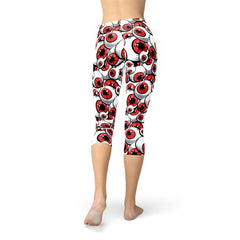 Womens Red Eye Balls Capri Leggings