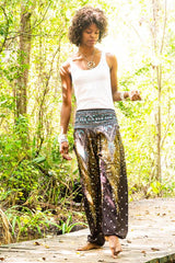 Brown Teal PEACOCK Women Boho Pants Hippie Pants Yoga Pants