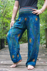 Teal PEACOCK Harem Pants Women Boho Pants Hippie Pants