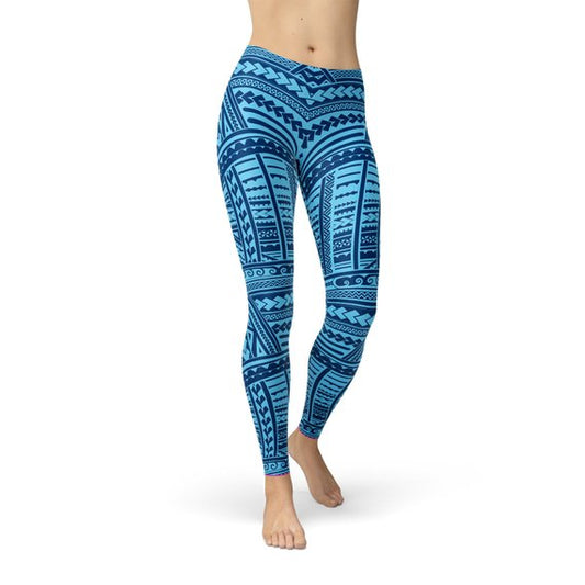 Blue Maori Leggings