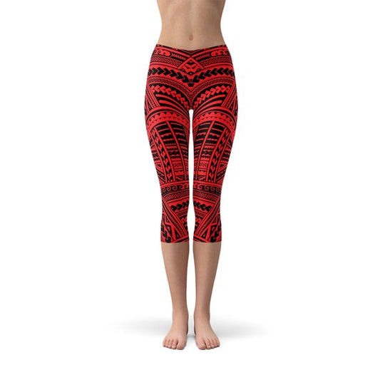 Red Maori Capri Leggings