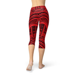 Red Maori Capri Leggings