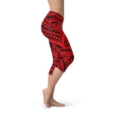 Red Maori Capri Leggings