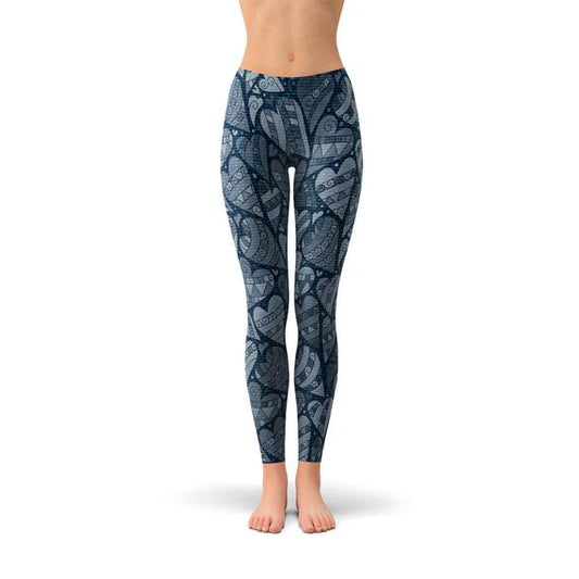 Blue Hearts on Heart Leggings