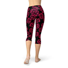 Red Roses Capri Leggings