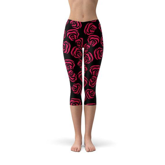 Red Roses Capri Leggings