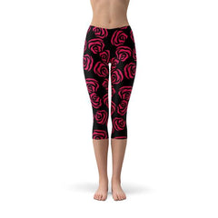 Red Roses Capri Leggings